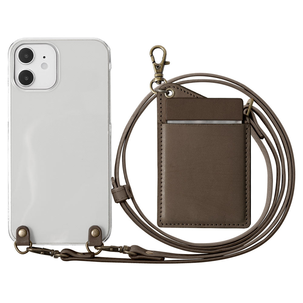 Clear case genuine leather Tochigi leather stainless steel mirror with shoulder strap back case Galaxy series