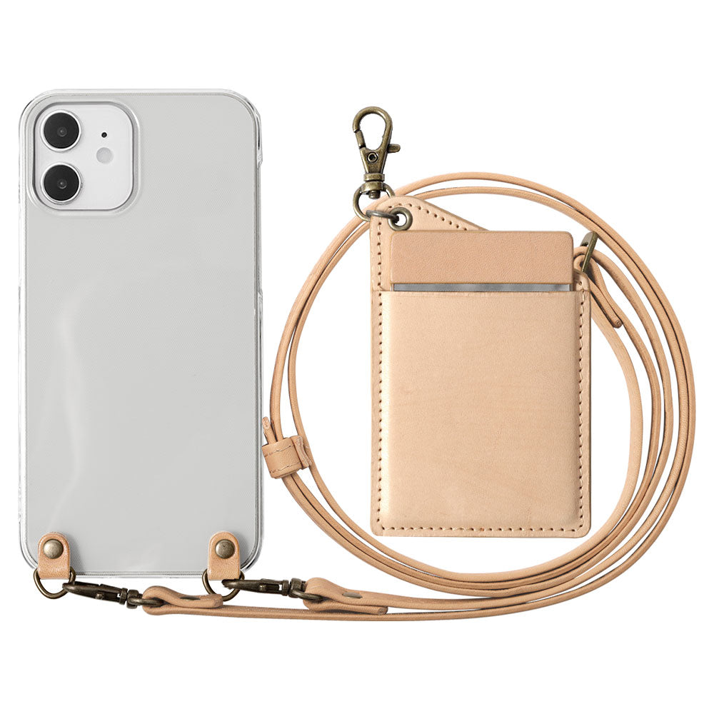 Clear case genuine leather Tochigi leather stainless steel mirror with shoulder strap back case AQUOS series