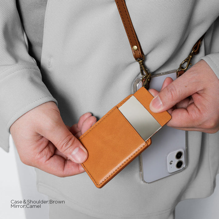 Clear case genuine leather Tochigi leather stainless steel mirror with shoulder strap back case Galaxy series