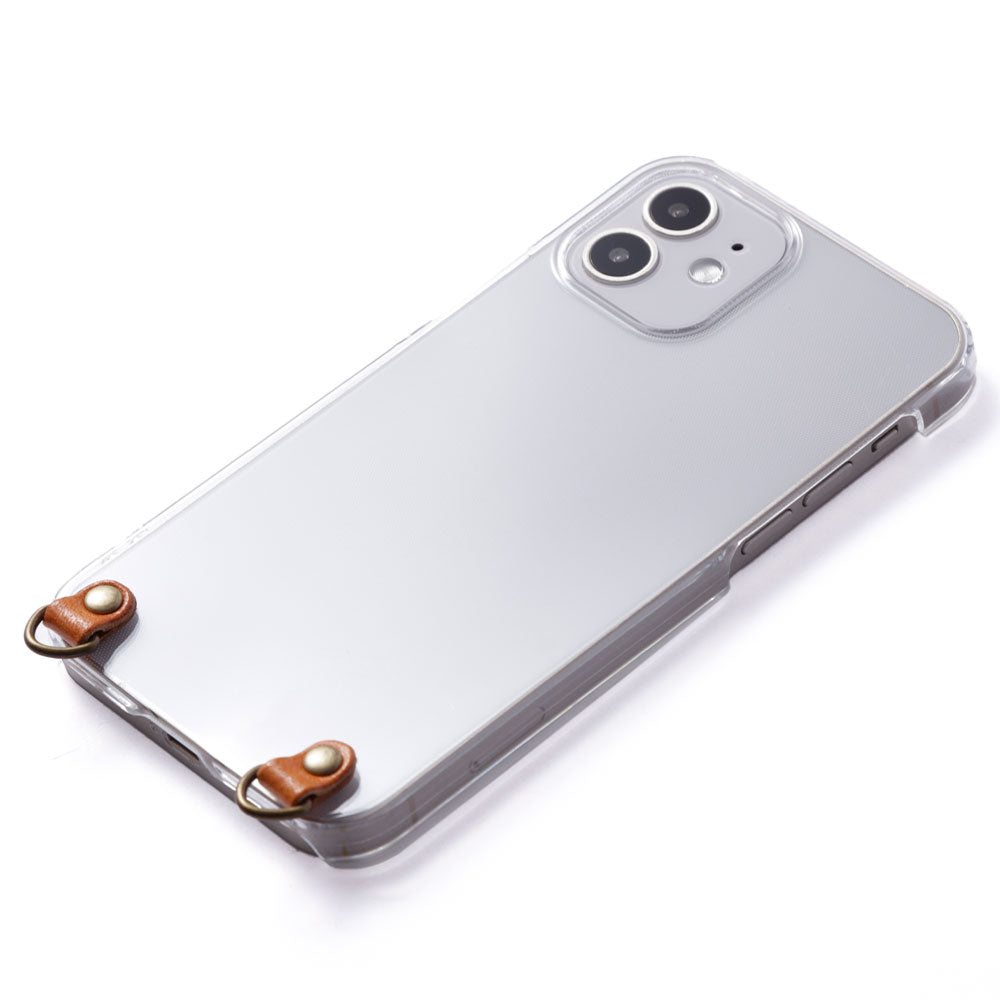 Clear case genuine leather Tochigi leather stainless steel mirror with shoulder strap back case iPhone series