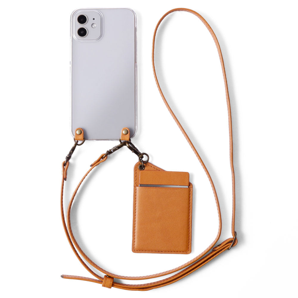 Clear case genuine leather Tochigi leather stainless steel mirror with shoulder strap back case AQUOS series