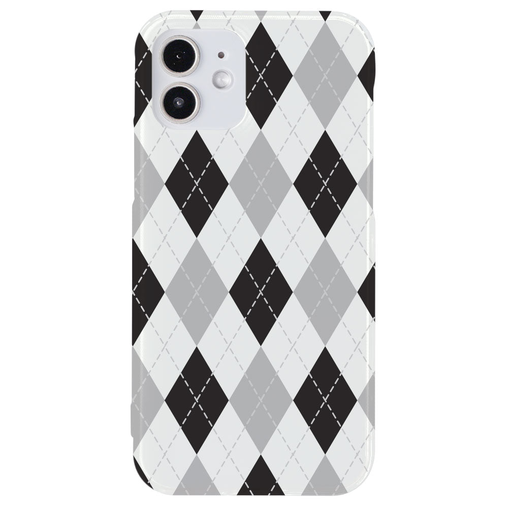 Clear Case Printed Argyle Pattern Back Case