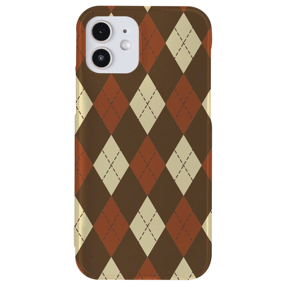 Clear Case Printed Argyle Pattern Back Case