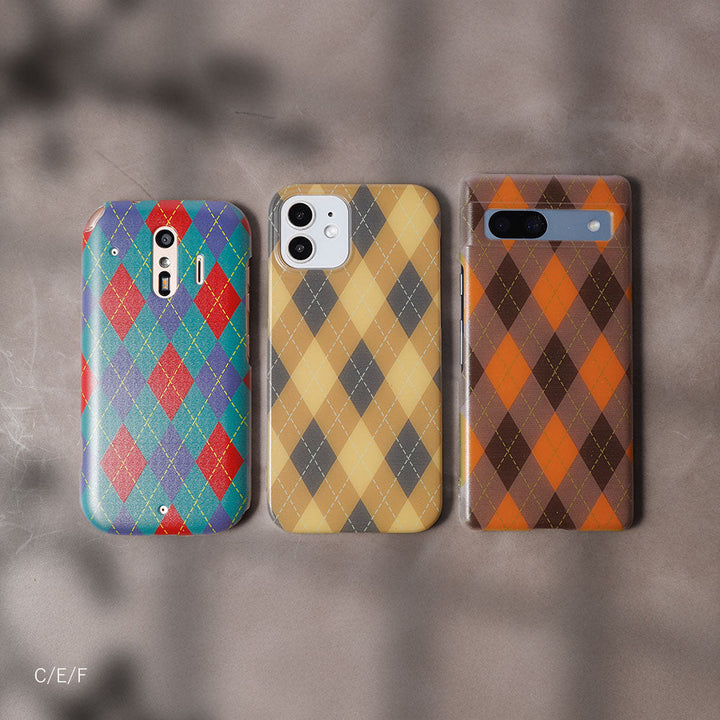 クリアケース プリント アーガイル柄 背面ケース iPhoneシリーズ