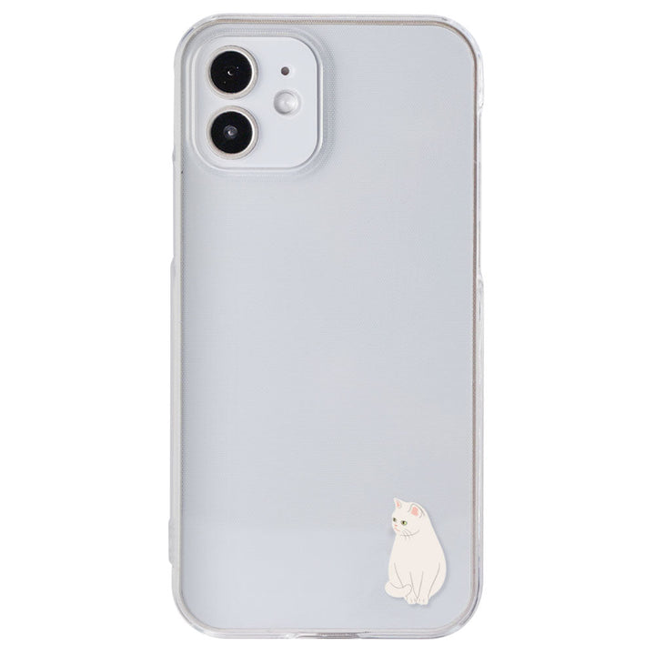 Coque arrière imprimée en plastique transparent avec motif de chat pour la série Google Pixel