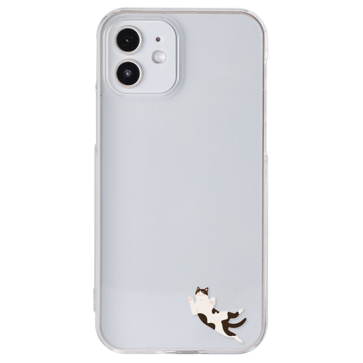 Coque arrière imprimée en plastique transparent avec un point de chat