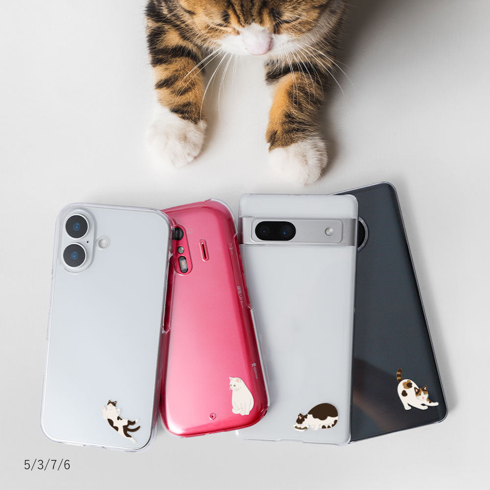 Coque arrière imprimée en plastique transparent avec motif de chat pour la série Google Pixel