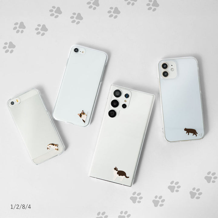 Clear Case Print Cat One Point Back Case Galaxy Series