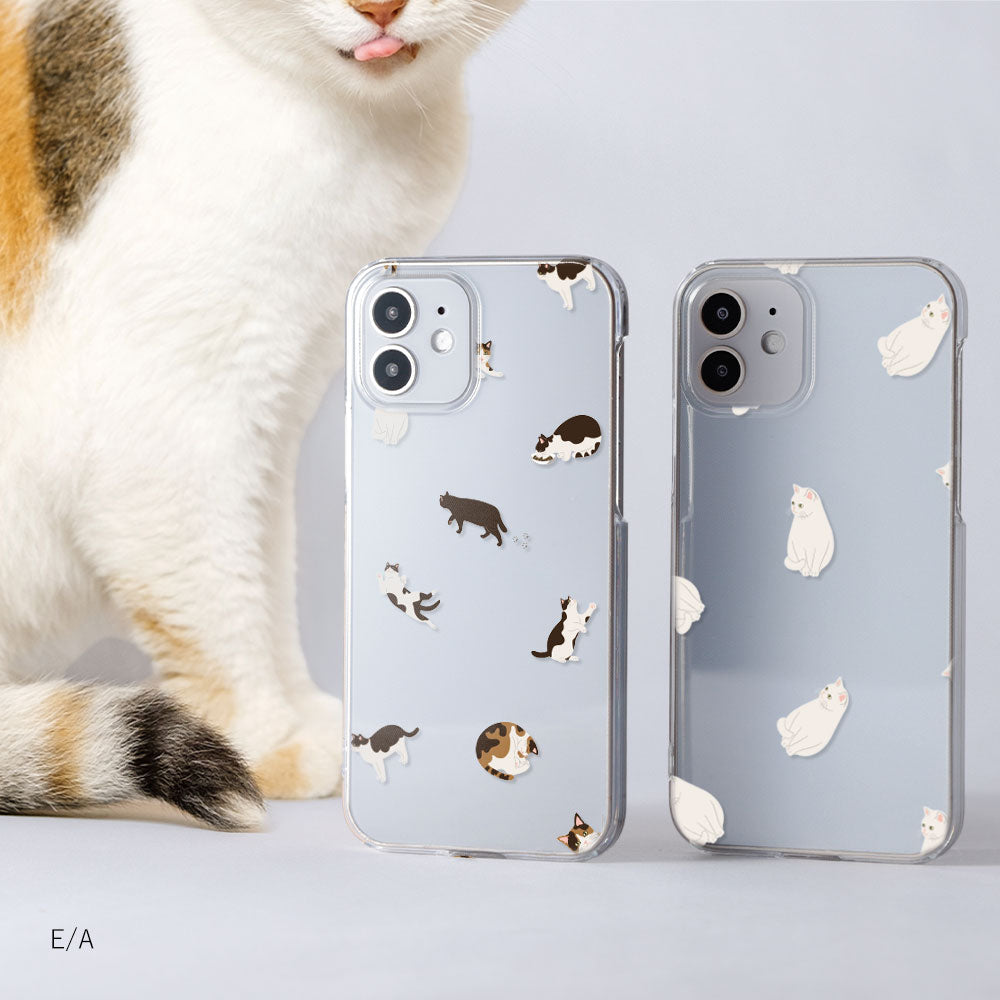 クリアケース プリント キャット パターン 背面ケース Xperiaシリーズ