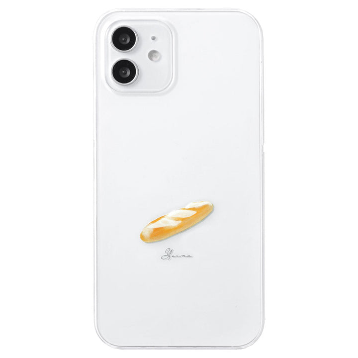 クリアケース プリント パン ワンポイント 名入れ 背面ケース iPhoneシリーズ