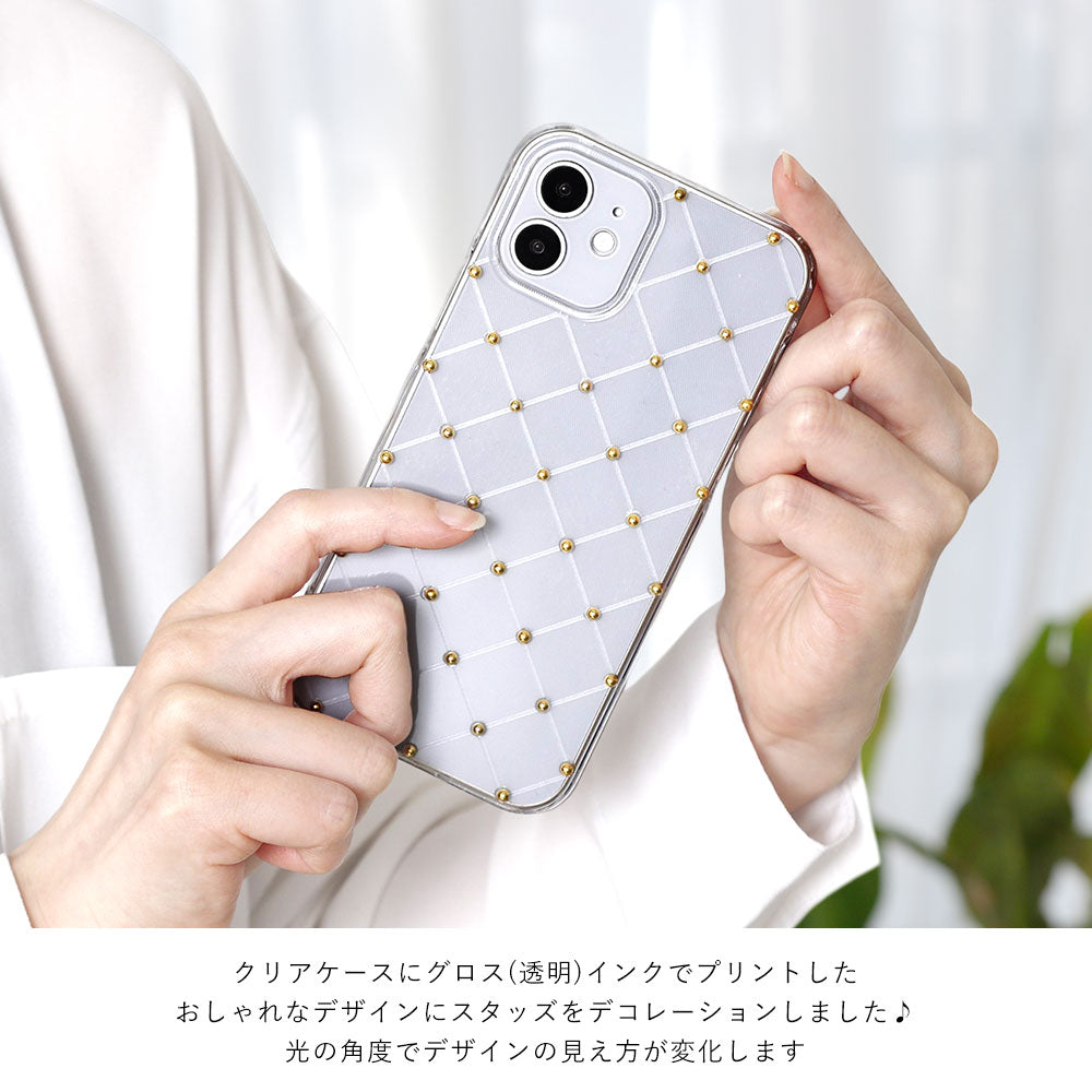クリアケース プリント キルティング スタッズデコ 背面ケース Google Pixelシリーズ