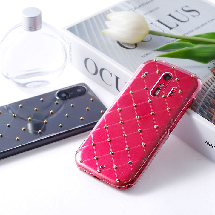 クリアケース プリント キルティング スタッズデコ 背面ケース iPhoneシリーズ