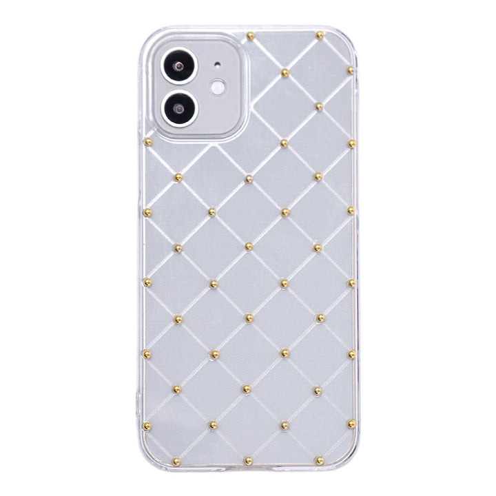 クリアケース プリント キルティング スタッズデコ 背面ケース Galaxyシリーズ