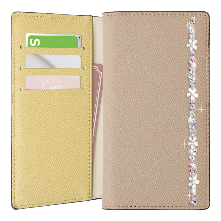 Vegan leather bicolor stand function flower line deco notebook-style case AQUOS series