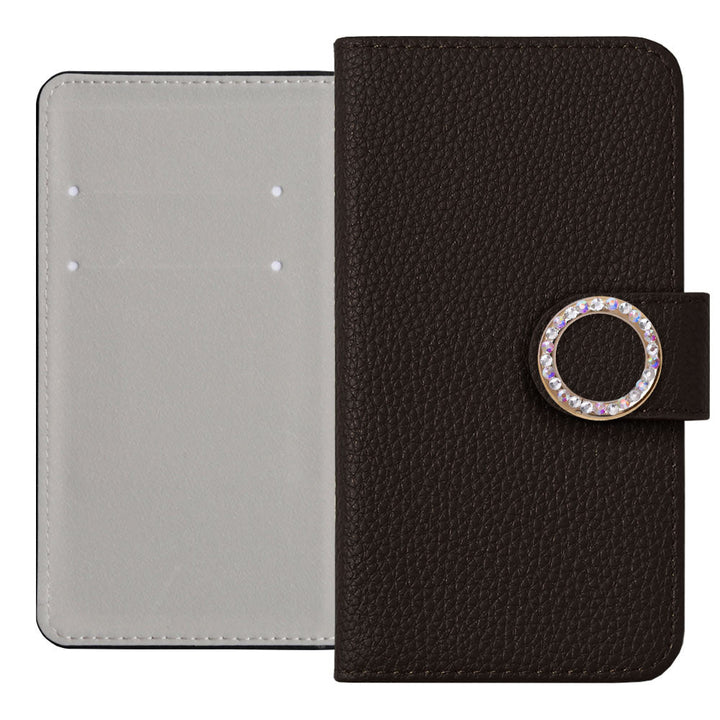 Vegan Leather Basic Leather-Style Round Stone Wallet Case (with Belt) AQUOS Series