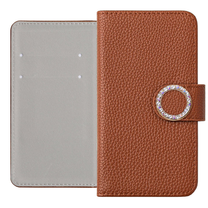Vegan Leather Basic Leather-Style Round Stone Wallet Case (with Belt) AQUOS Series