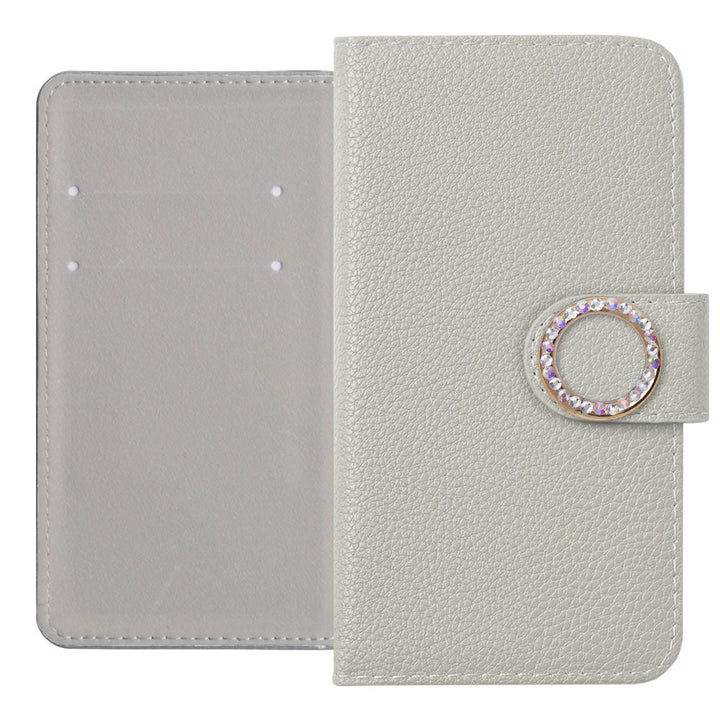 Vegan Leather Basic Leather-Style Round Stone Wallet Case (with Belt) Xperia Series