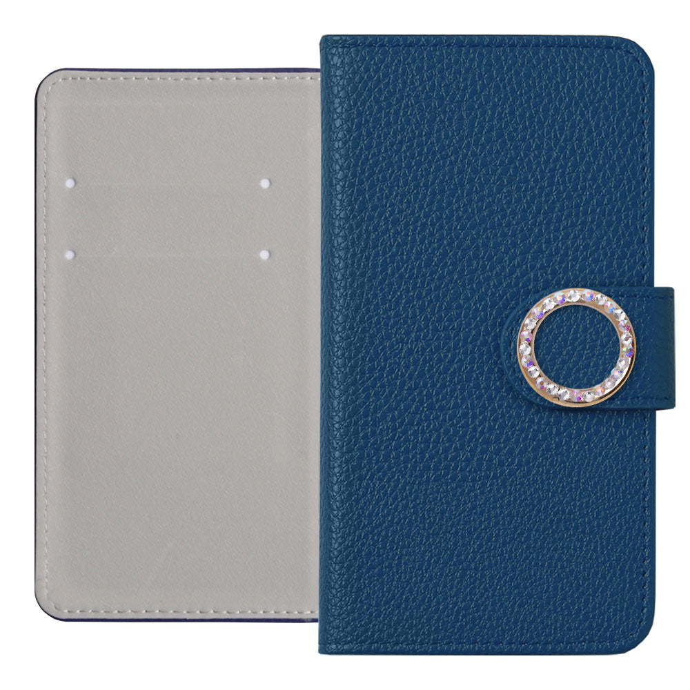 Vegan Leather Basic Leather-Style Round Stone Wallet Case (with Belt) Xperia Series