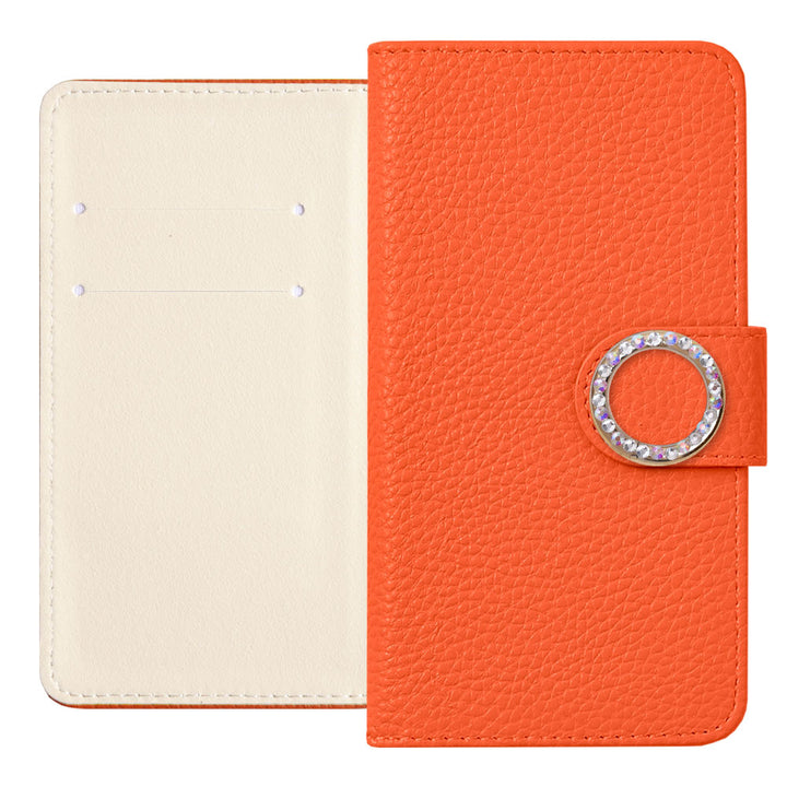 Vegan Leather Basic Leather-Style Round Stone Wallet Case (with Belt) Xperia Series
