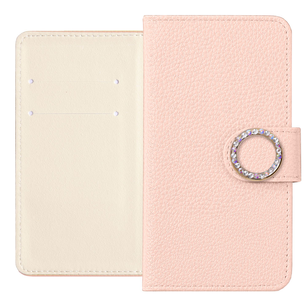 Vegan Leather Basic Leather-Style Round Stone Wallet Case (with Belt) Xperia Series