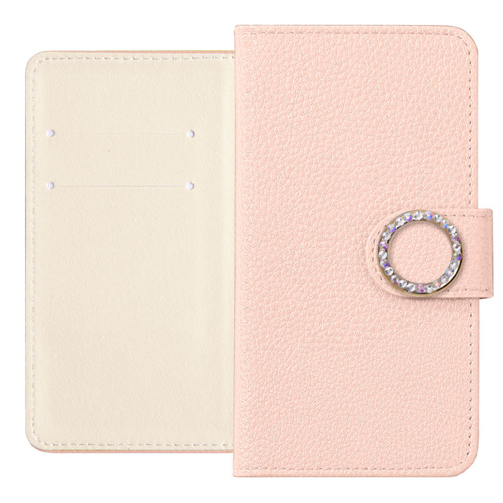 Vegan Leather Basic Leather-Style Round Stone Wallet Case (with Belt) Xperia Series