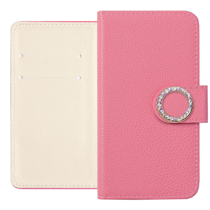 Vegan Leather Basic Leather-Style Round Stone Wallet Case (with Belt) Xperia Series