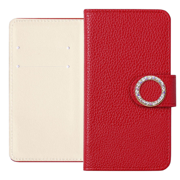 Vegan Leather Basic Leather-Style Round Stone Wallet Case (with Belt) AQUOS Series