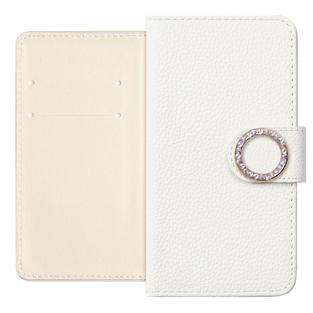 Vegan Leather Basic Leather-Style Round Stone Wallet Case (with Belt) Xperia Series
