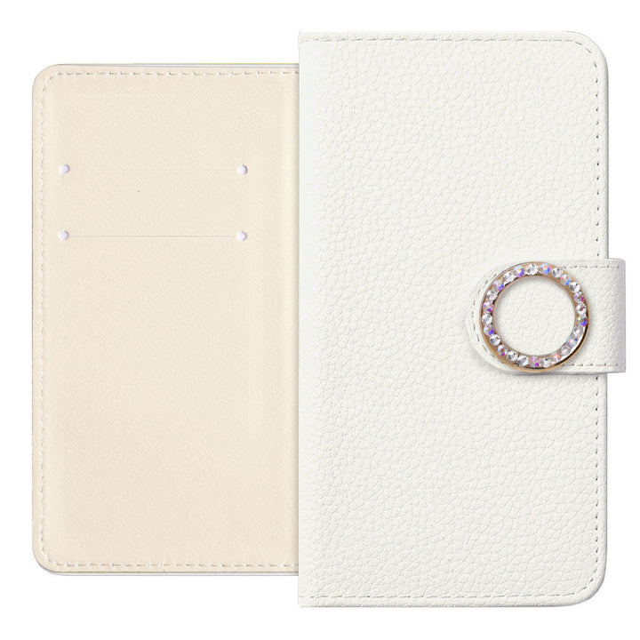Vegan Leather Basic Leather-Style Round Stone Wallet Case (with Belt) Xperia Series