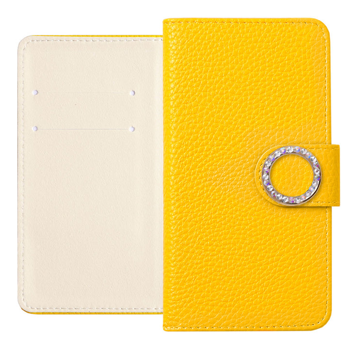 Vegan Leather Basic Leather-Style Round Stone Wallet Case (with Belt) AQUOS Series