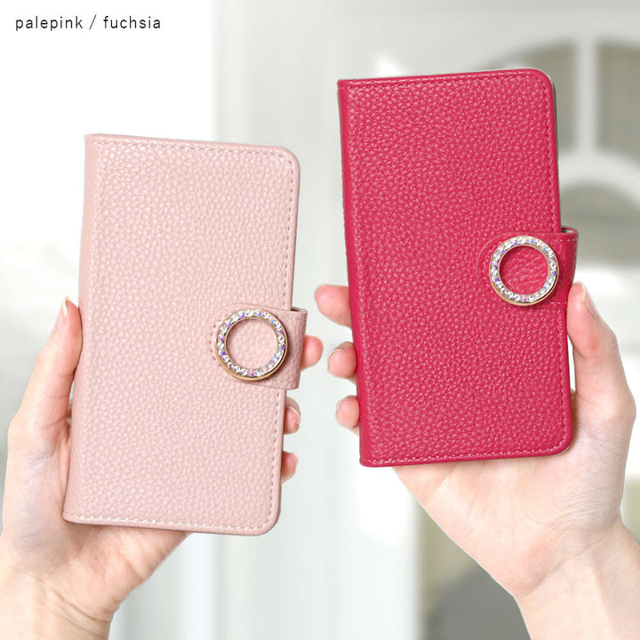 Vegan Leather Basic Leather-Style Round Stone Wallet Case (with Belt) Xperia Series
