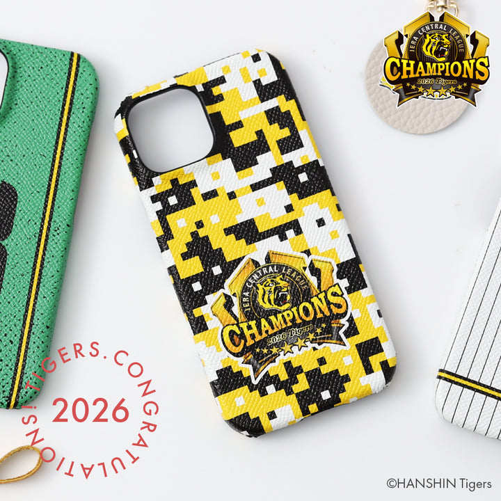 【期間限定】阪神タイガース × COVERARY 2026リーグ優勝ロゴ デジタルカモフラージュ 本革 コラボ背面ケース
