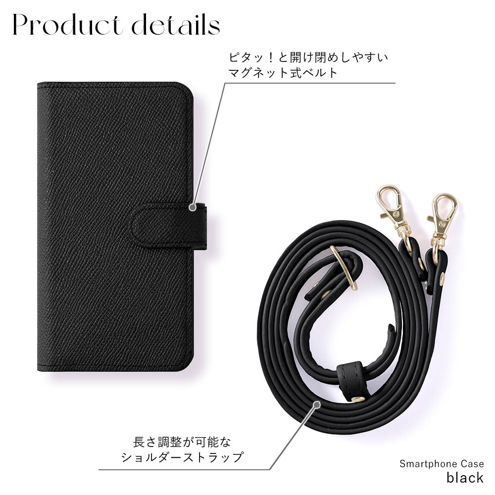 Genuine leather Domani Bolero shoulder strap with initial decoration stand function notebook-type case (with belt)