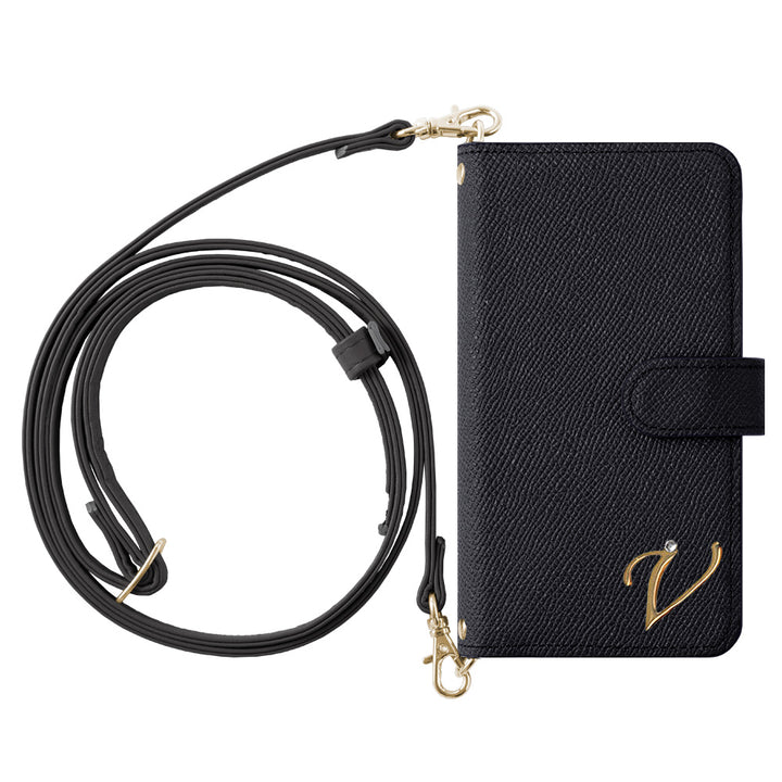 Genuine leather Domani Bolero shoulder strap with initial decoration stand function notebook-type case (with belt)