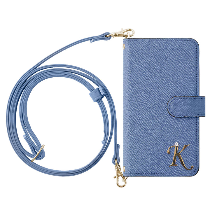 Genuine leather Domani Bolero shoulder strap with initial decoration stand function notebook-type case (with belt)