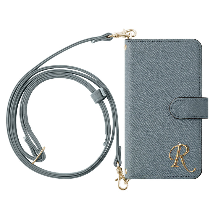 Genuine leather Domani Bolero shoulder strap with initial decoration stand function notebook-type case (with belt)