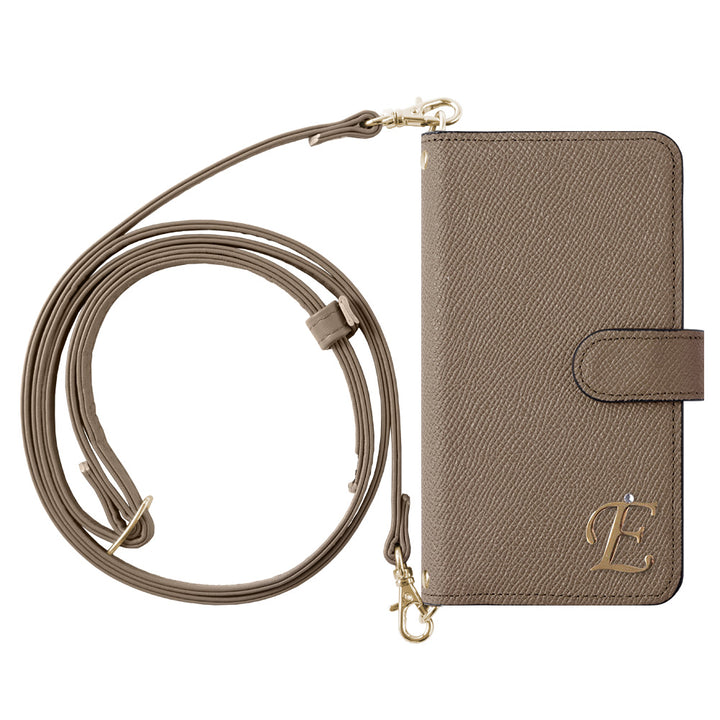 Genuine leather Domani Bolero shoulder strap with initial decoration stand function notebook-type case (with belt)