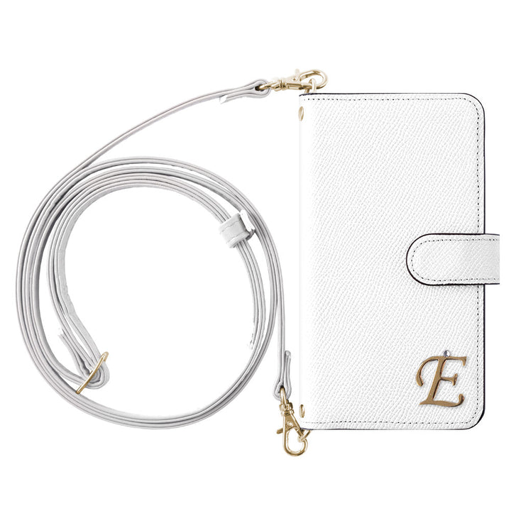 Étui portefeuille en cuir véritable Domani Bolero avec sangle d'épaule, décoration initiale, fonction support (avec ceinture) pour la série Google Pixel