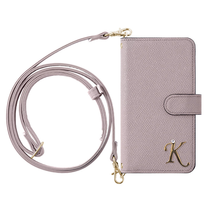 Genuine leather Domani Bolero shoulder strap with initial decoration stand function notebook-type case (with belt)