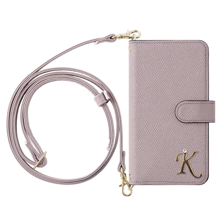 Genuine leather Domani Bolero shoulder strap with initial decoration stand function notebook-type case (with belt) AQUOS series