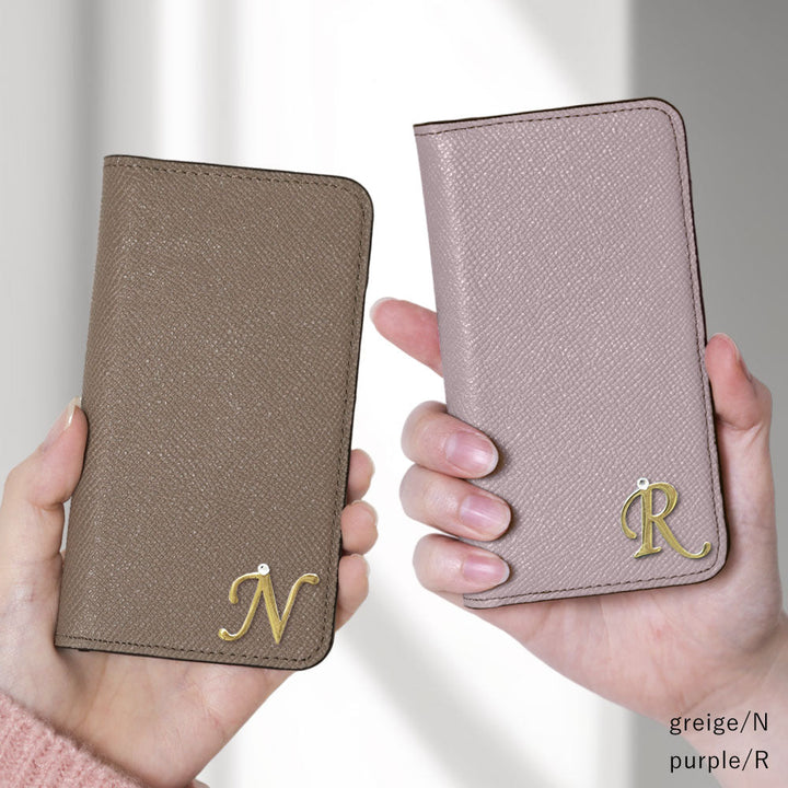 Étui portefeuille en cuir véritable original Domani Bolero avec décoration d'initiales et fonction support pour la série Google Pixel