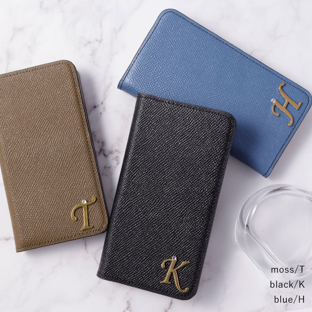 Étui portefeuille en cuir véritable original Domani Bolero avec décoration d'initiales et fonction support pour la série Google Pixel