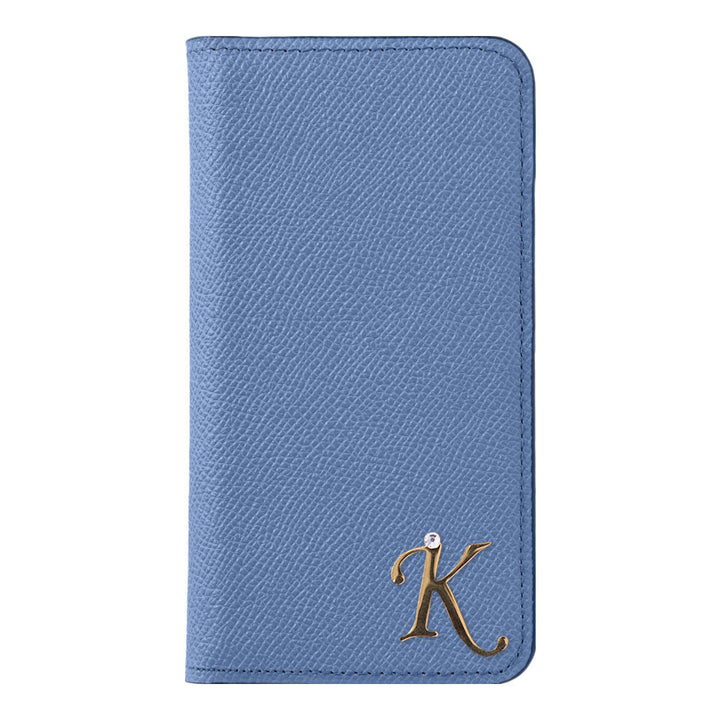 Étui portefeuille en cuir véritable original Domani Bolero avec décoration d'initiales et fonction support pour la série Galaxy