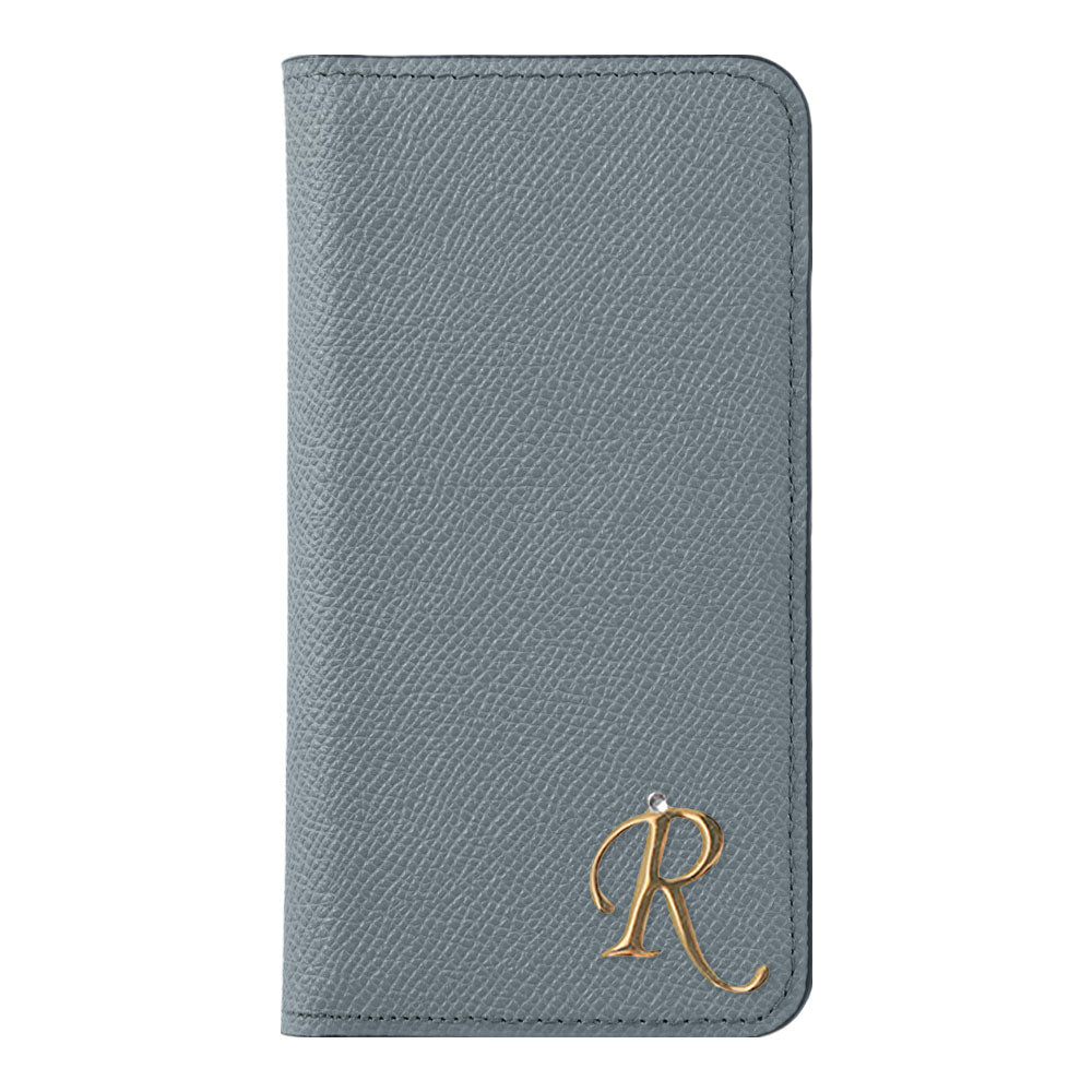 Étui portefeuille en cuir véritable original Domani Bolero avec décoration d'initiales et fonction support pour la série Galaxy