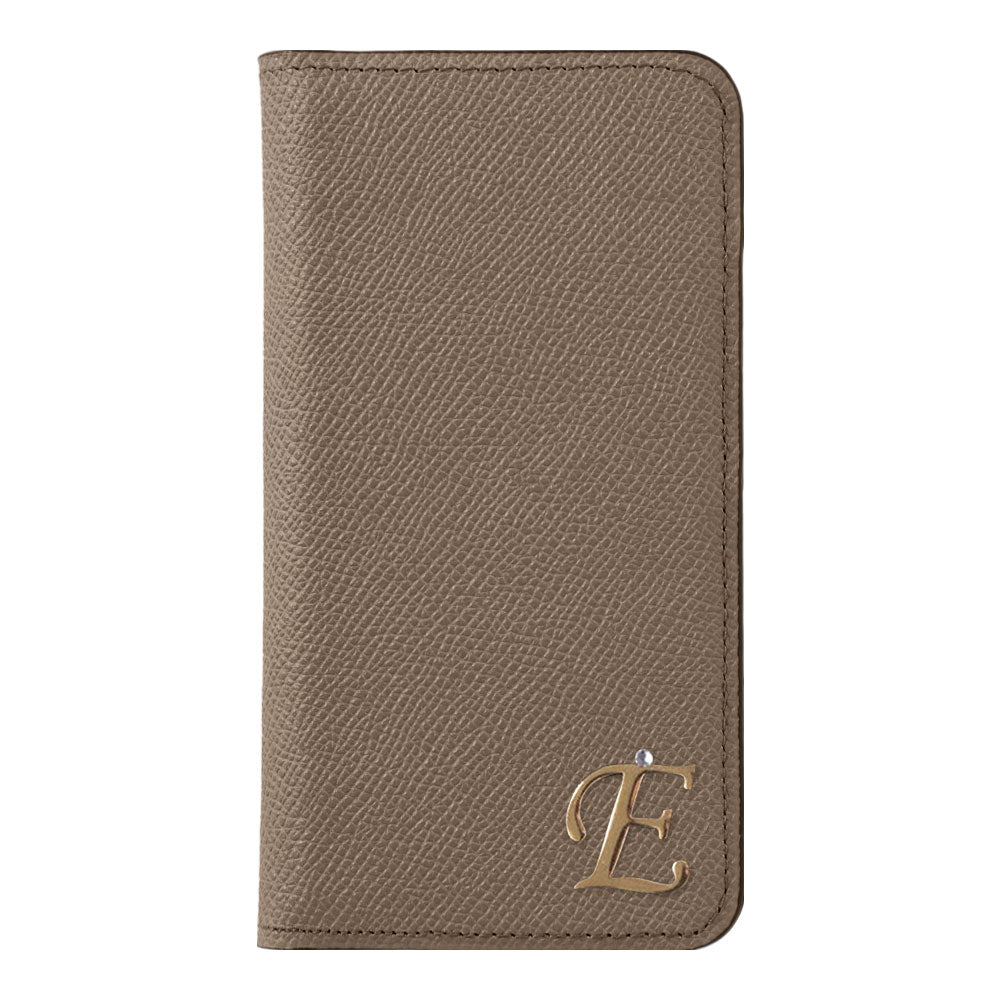 Étui portefeuille en cuir véritable original Domani Bolero avec décoration d'initiales et fonction support pour la série Galaxy