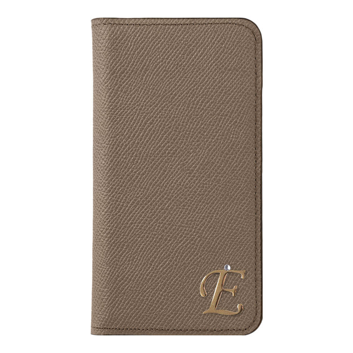 Étui portefeuille en cuir véritable original Domani Bolero avec décoration d'initiales et fonction support pour la série Galaxy