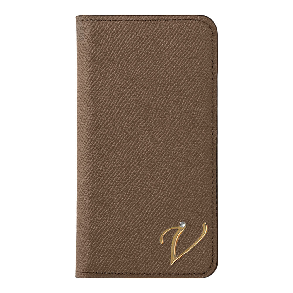 Étui portefeuille en cuir véritable original Domani Bolero avec décoration d'initiales et fonction support pour la série Galaxy