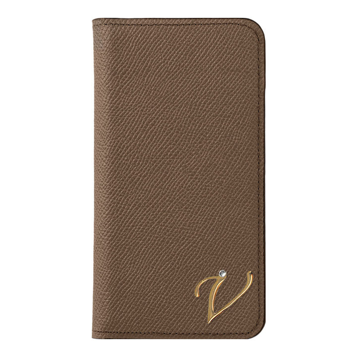 Étui portefeuille en cuir véritable original Domani Bolero avec décoration d'initiales et fonction support pour la série Galaxy