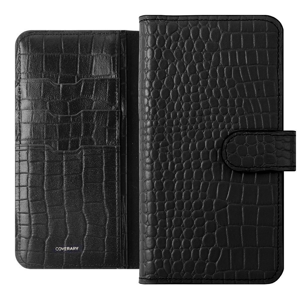 Étui portefeuille en cuir véritable original Domani Croco avec fonction support (avec ceinture) pour la série Galaxy