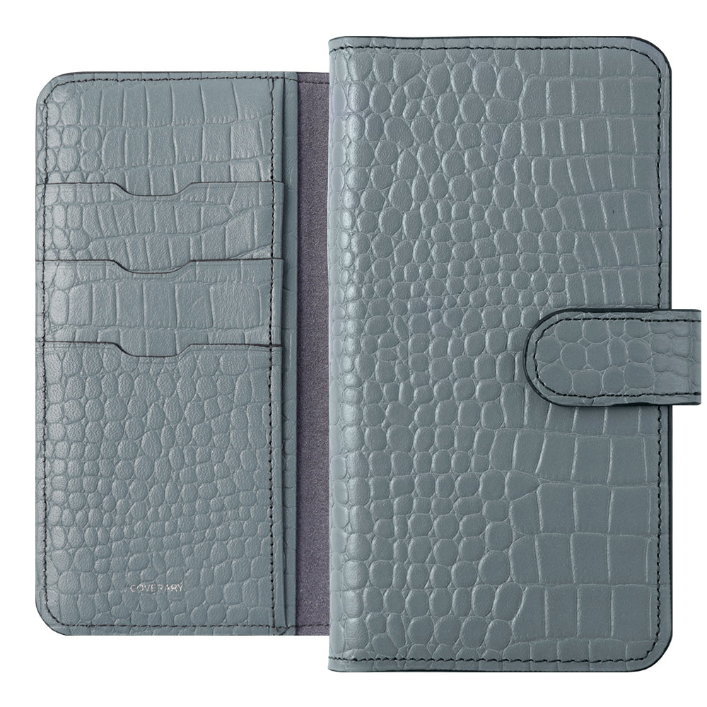 Étui portefeuille en cuir véritable original Domani Croco avec fonction support (avec ceinture) pour la série Galaxy